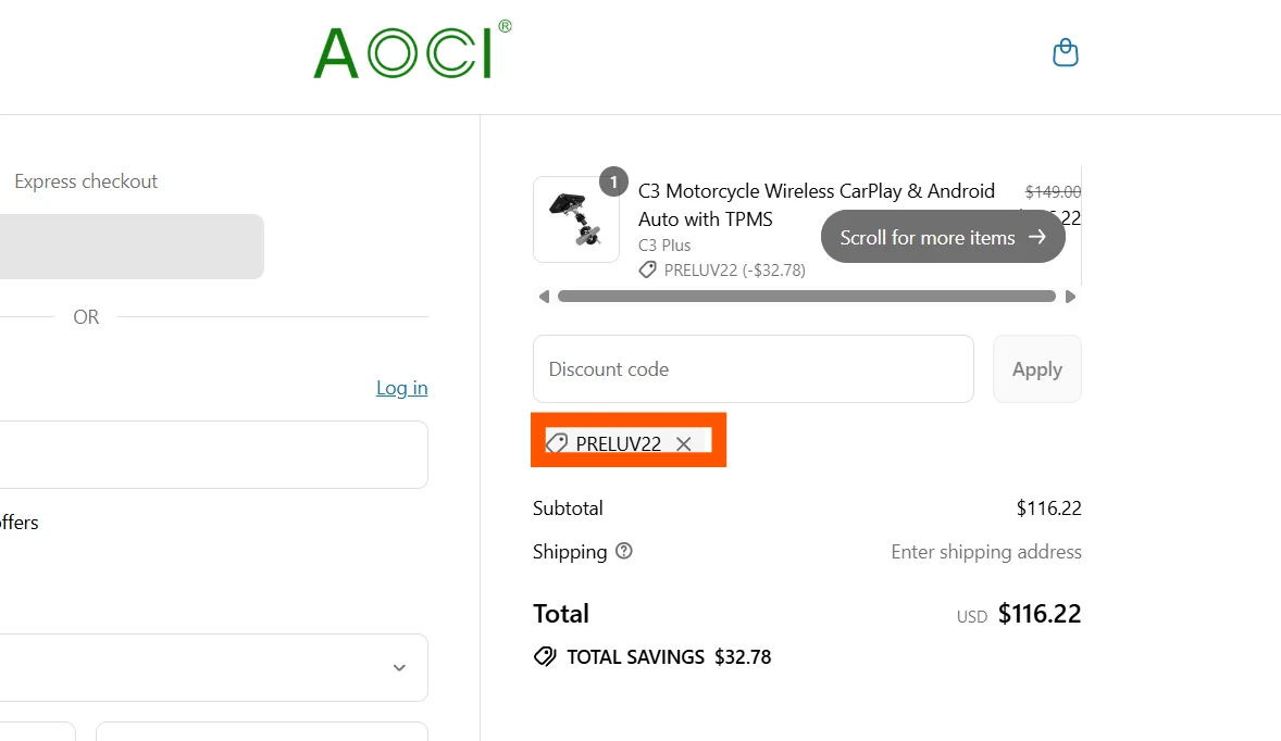 Use Discount Code PRELUV22 for 22% OFF Sitewide at aoocci.com